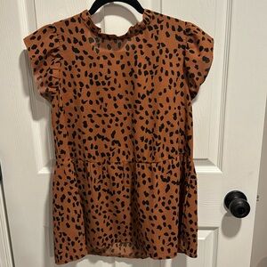 Peplum Cheetah print cap sleeve top Size M